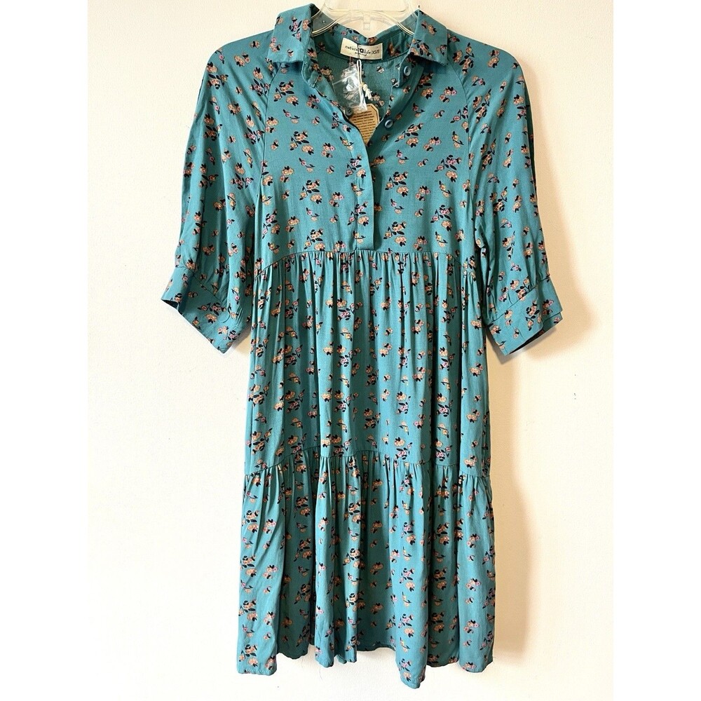 NATURAL LIFE Teal Floral Midi Dress